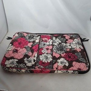 Vera Bradley 17"  Red White Pink Floral Laptop Sleeve Case Travel Bag USED